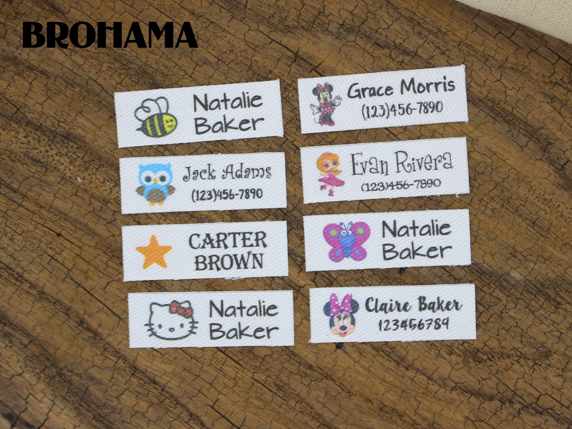 

Custom Name Tags, children personalized name tags, Organic Cotton Labels,iron on, Custom Clothing Labels(TB1105), 128pcs