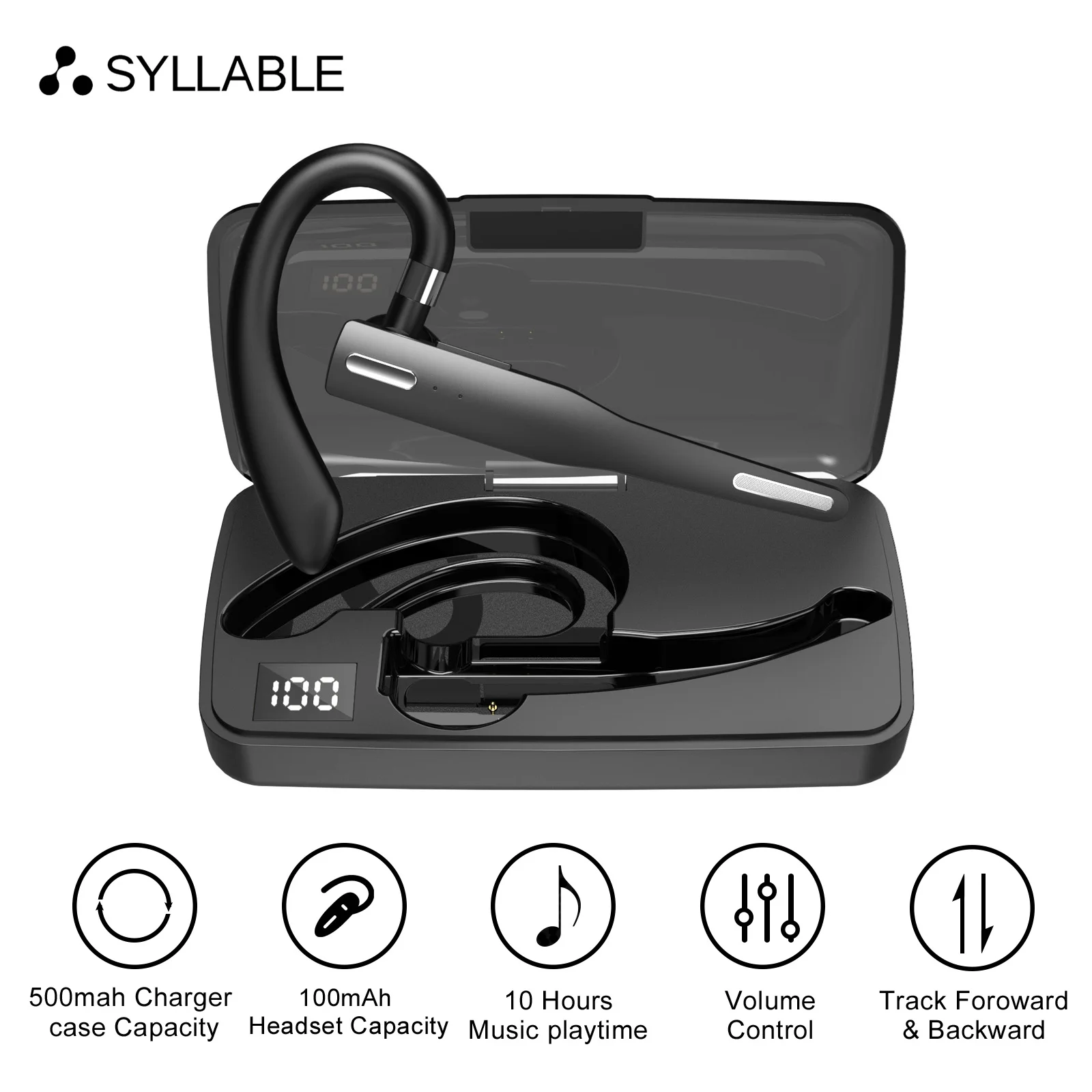 

Original SYLLABLE YYK-525 wireless sport Earphones 10 hours bass noise reduction black SYLLABLE YYK-525 Volume control earbuds