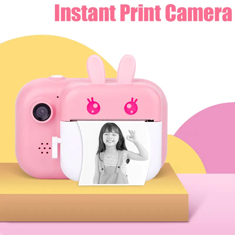 

Small Mini Kids Camera Instant Print Camera Digital HD 1080P with Thermal Photo Paper Selfie For Birthday Gift Toys Outdoor