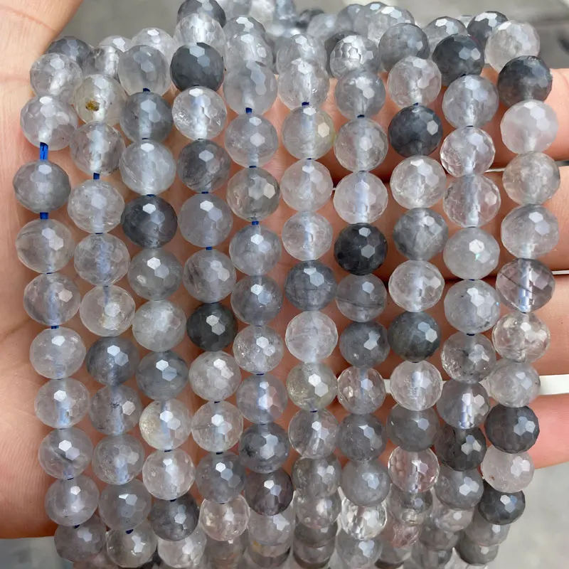 Бусины-разделители круглые из натурального камня 8 мм граненые для изготовления