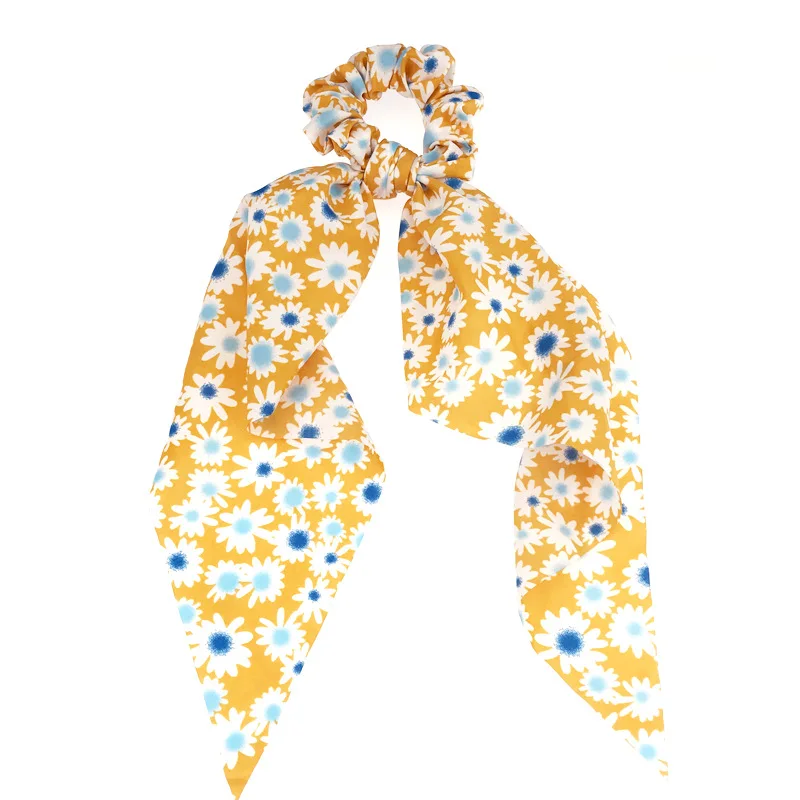 Женские резинки для волос в стиле ретро с ромашками и бантом модные конским