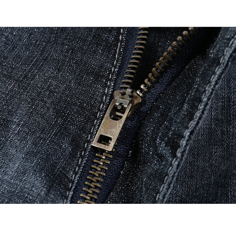 Рваные джинсы для мужчин серые эластичные уличные облегающие ультратонкие