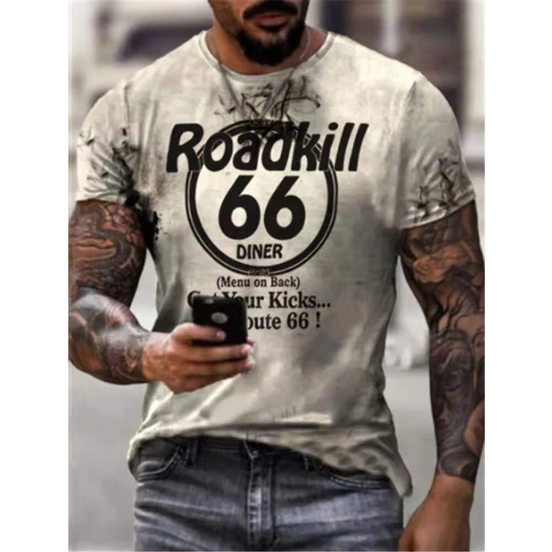 

Men's Road 66 USA Road T-Shirt Summer New Short Sleeve T-Shirt Tops O collar T-Shirt Men's Extra-Large T-Shirt Retro Clothing