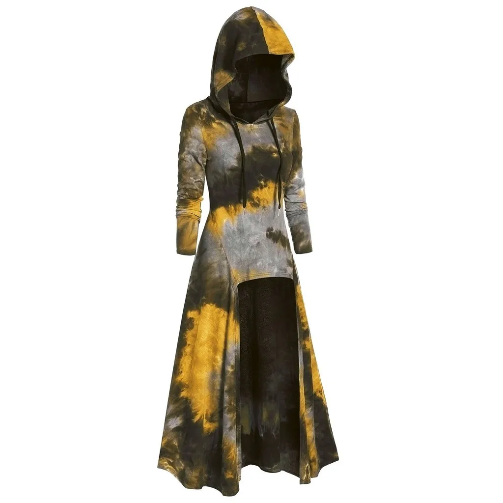Зеленый Плюс размер винтажная Толстовка накидка с принтом Высокая Низкая Повседневная Свободная Толстовка с круглым вырезом осенний Женский пуловер Топы - Цвет: Зеленый