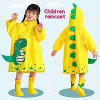 free shipping 2021 hot children raincoat kids boys girls waterproof jumpsuit hooded cartoon dinosaur baby rainwear and pants