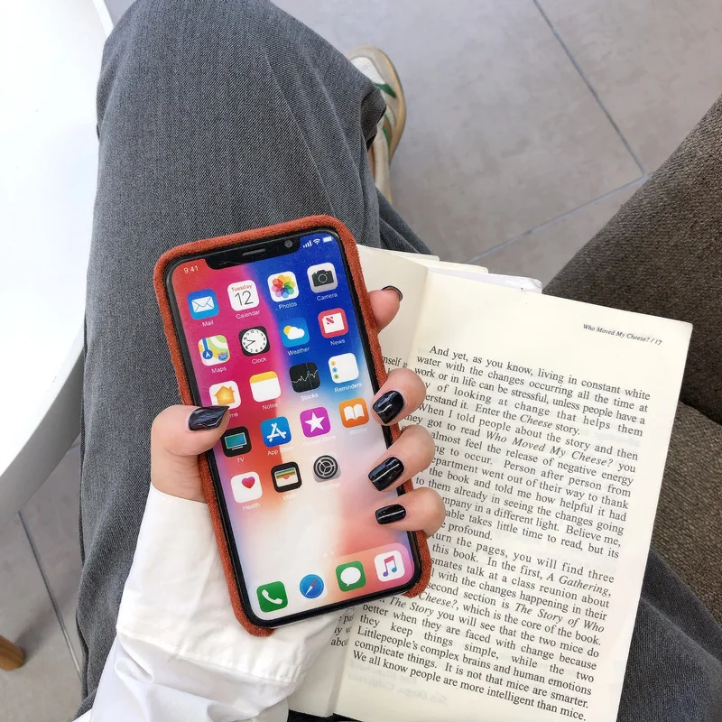Модный однотонный чехол для iphone XS Max XR X, чехол для iphone 6, 6 s, 7, 8 plus, милый зимний чехол s, шерстяная ткань с мягким ворсом