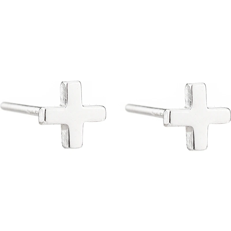 Женские серьги-гвоздики из серебра 925 пробы с крестом | Украшения и аксессуары