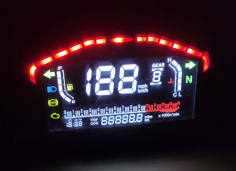 Universal Motorcycle LED LCD Speedometer Digital Odometer Backlight For 1,2,4 Cylinders For BMW Honda Ducati Kawasaki Yamaha