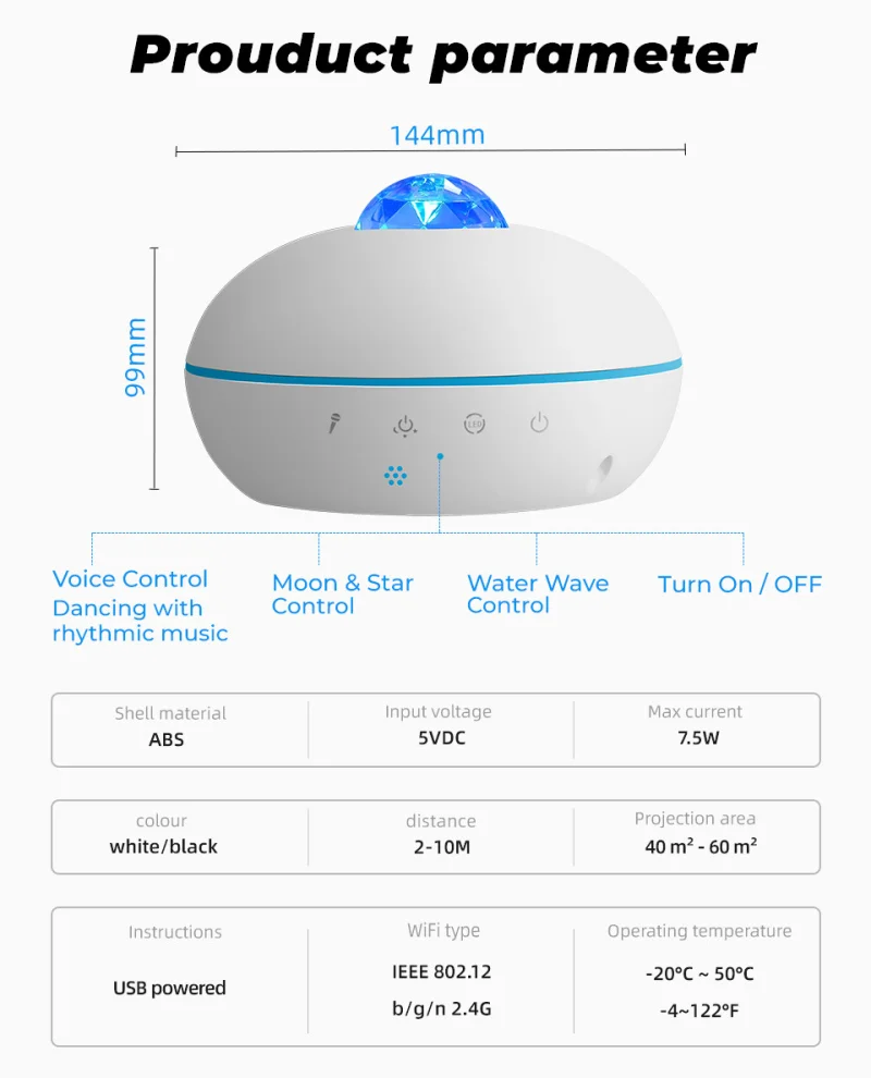 

Tuya Smart Star Projector WiFi Laser Starry Sky Projector Waving Night Light Led Colorful APP Wireless Control Alexa Google Home