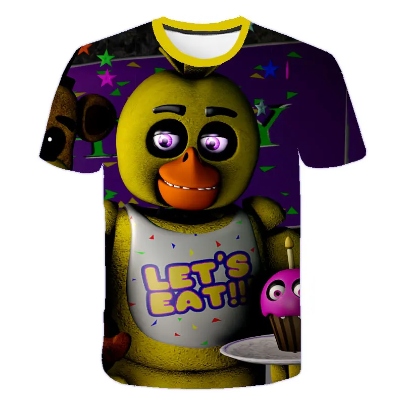 

2021 new summer cartoon fnaf t-shirt for boys Five Nights at Freddy's t shirt Freddy bear For children Clothes for teenagers