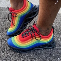 prowow female sports causal sneaker colorful rainbow round toe platform shoe fashion lace up non slip women vulcanized shoes