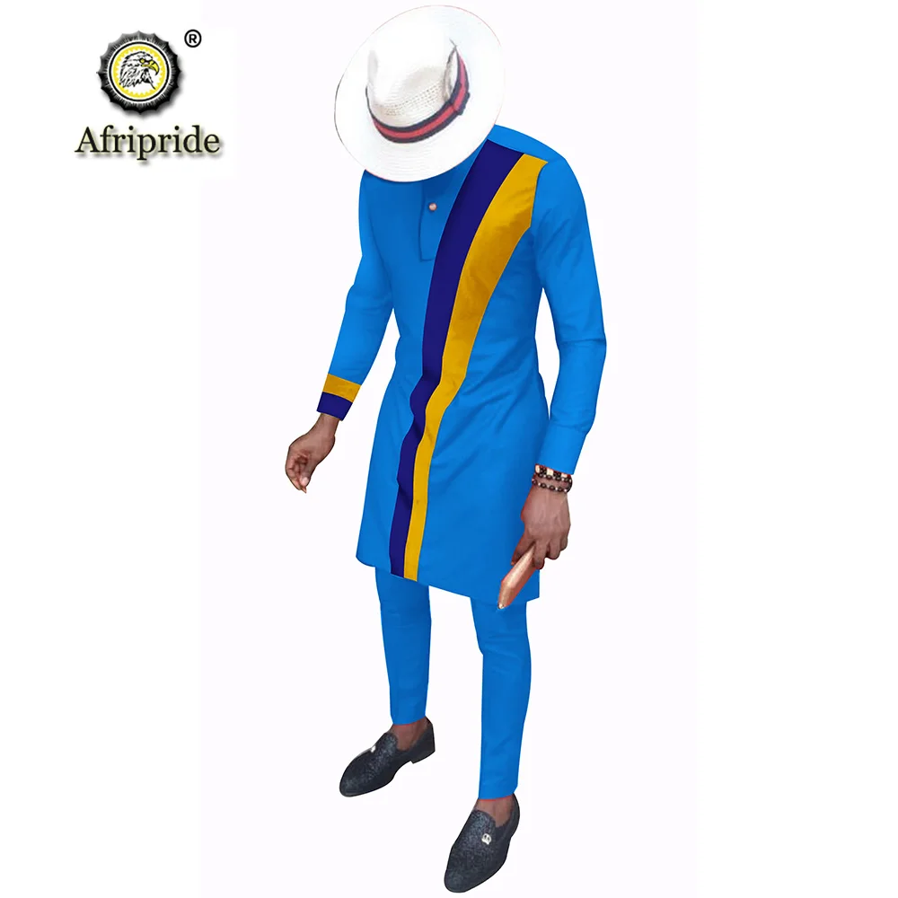 Men`s Casual African Clothing Long Sleeve Shirts and Pants Suit Dashiki Outfits Ankara Attire Plus Size AFRIPRIDE S2016002