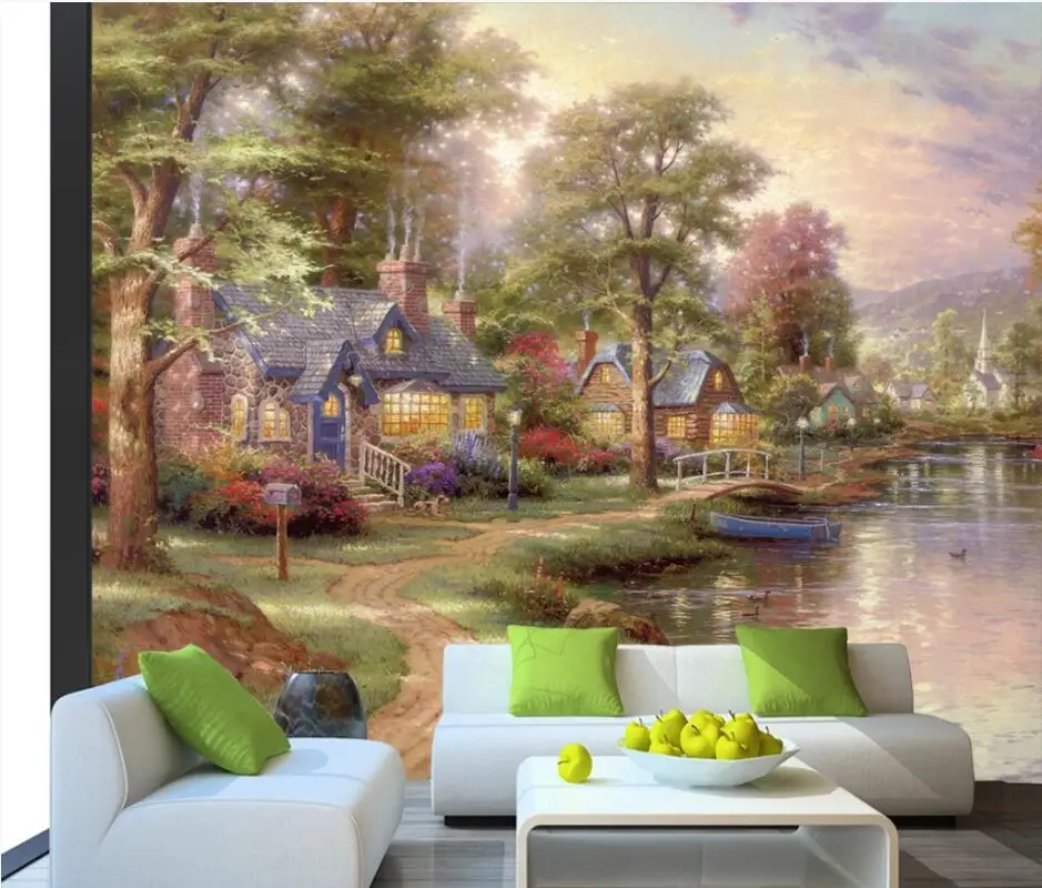 

AINYOOUSEM European oil painting TV living room background wall papel de parede wall paper 3d wallpaper
