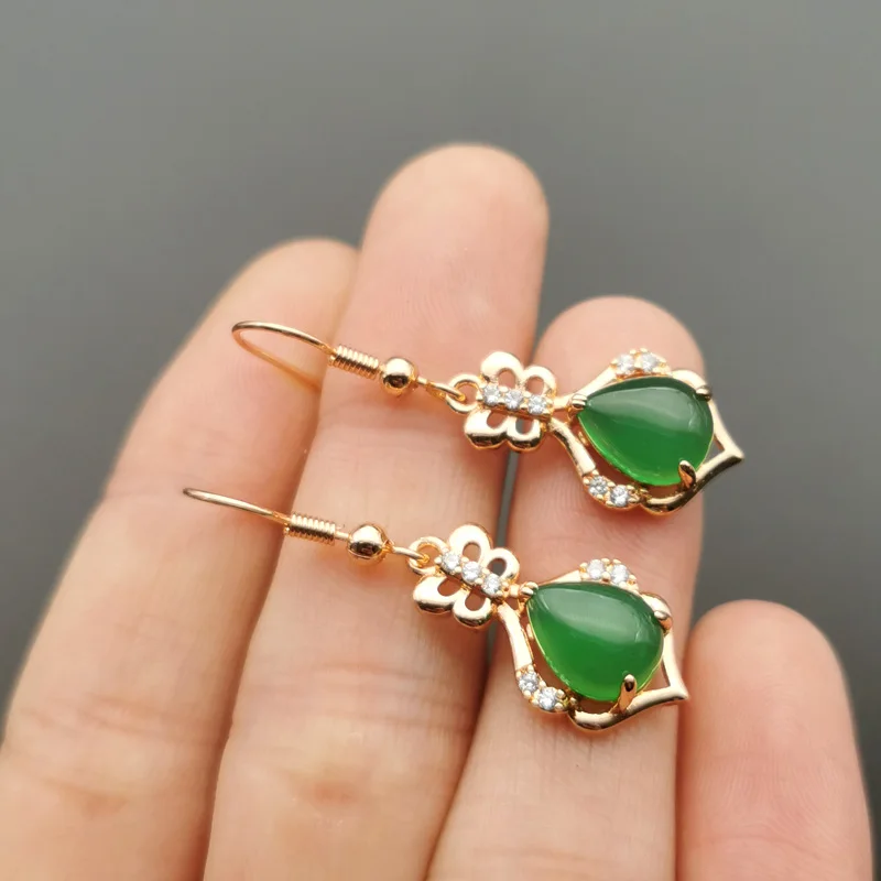 Jadery очаровательные серьги в форме капель зеленого нефрита для женщин розовое