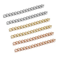 50pcs gold 50mm basis stainless steel bracelet extension tail chain bulk necklace extender chains for diy jewelry making finding