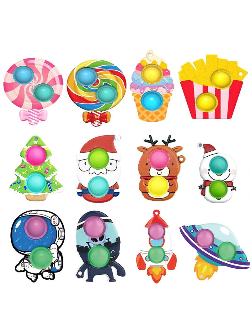 Игрушка-фиджет антистресс медведь мини-брелок Лось космонавты Push Bubble Подарочные