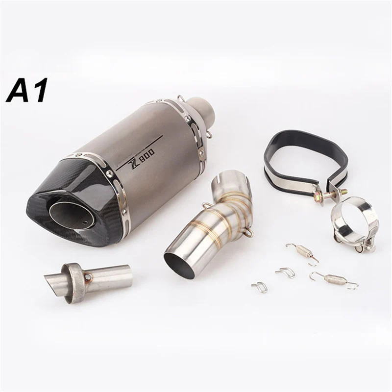 

Motorcycle Exhaust Pipe Large Hexagonal Carbon Fiber Option Z900 Exhaust Pipe With Logo In The Tail Exhaust Middle Pipe For Z900