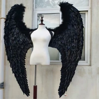 fashion cool adults big black devil feather wings for stage show catwalk displays shooting props accessories party decoration