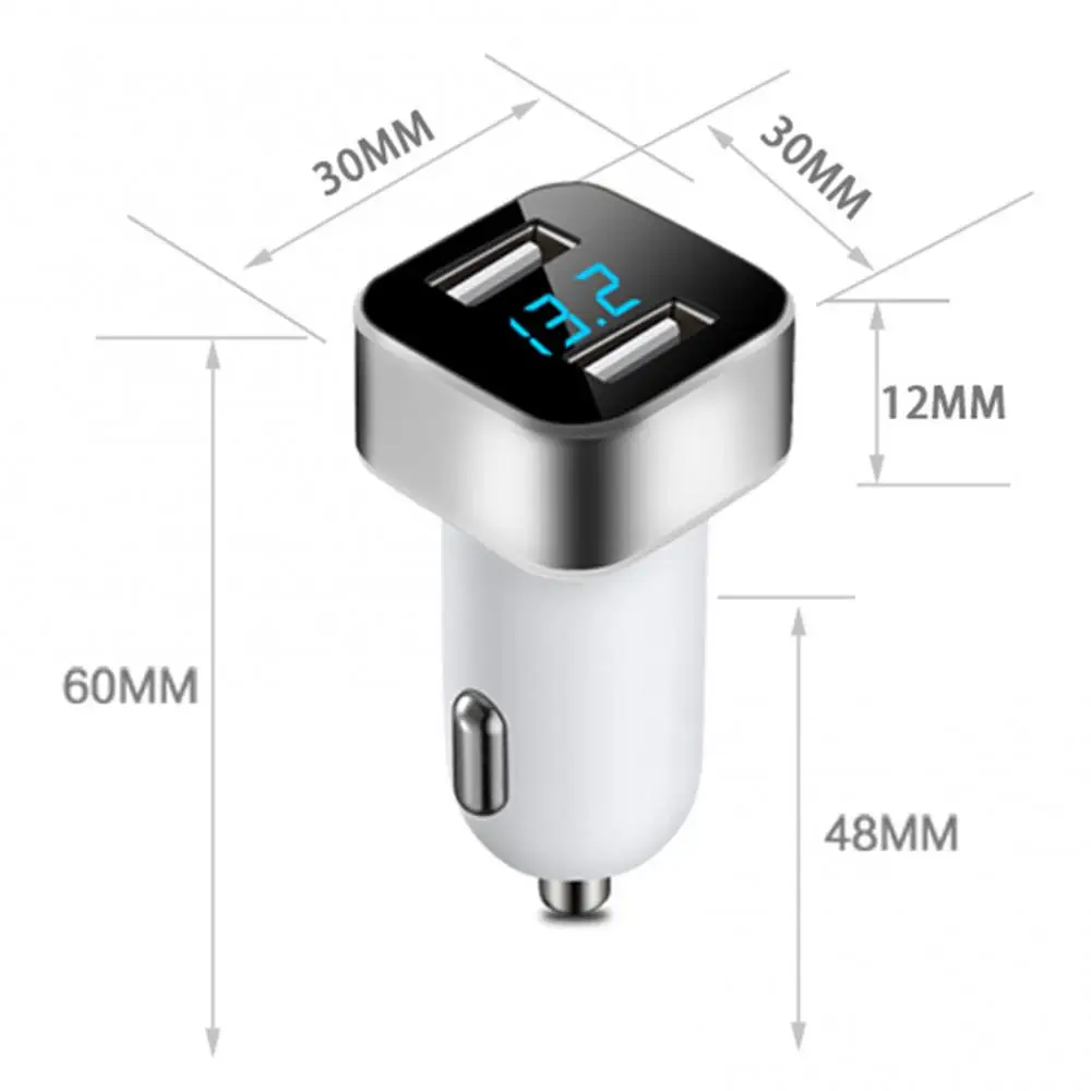 

45% Hot Sales!!! 5V 3.1A Dual USB Digital Display Screen Aluminium Alloy ABS Car Adapter Charger