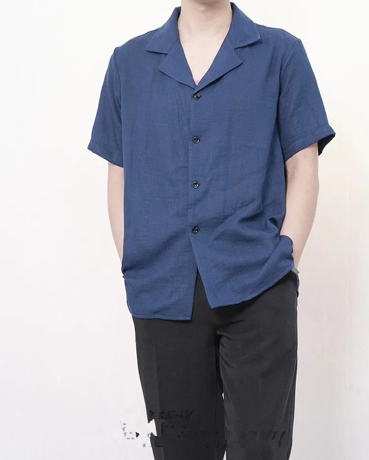 [Customization] Large summer shirts 2021 Classic loose Cuban collar shirt with small navy lapel