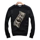 Толстовка Стразы Мужская зимняя, Свитшот со стразами, уличная одежда, черный цвет