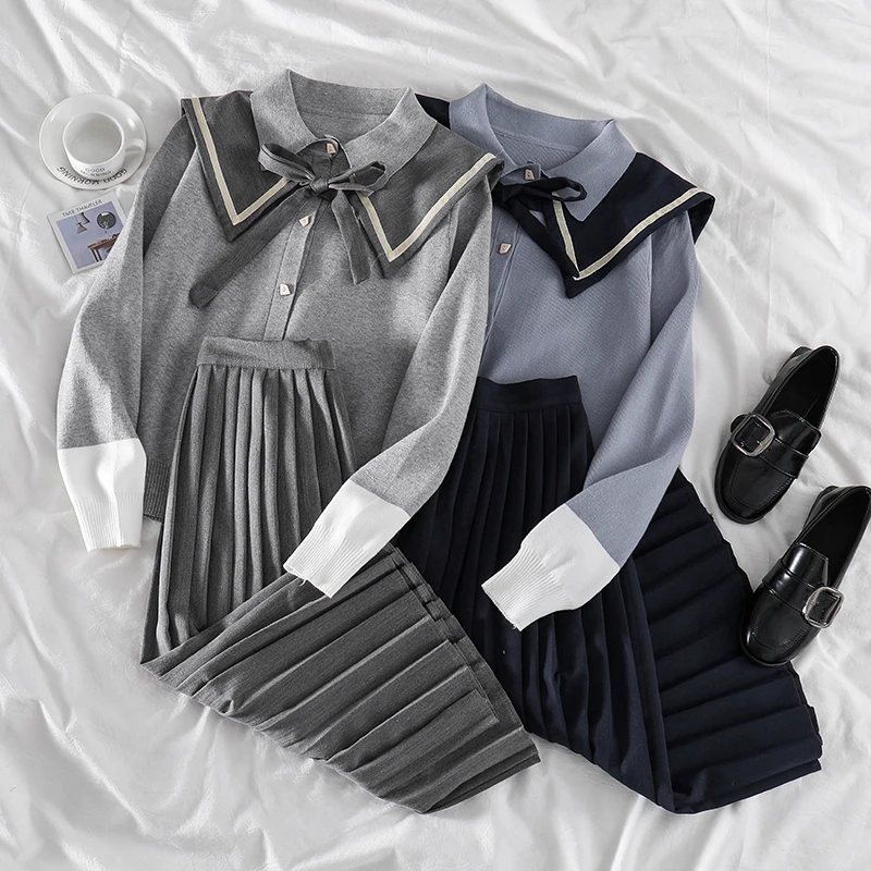 2020 Женская Повседневная Уличная одежда набор бантик шаль пэчворк вязанный