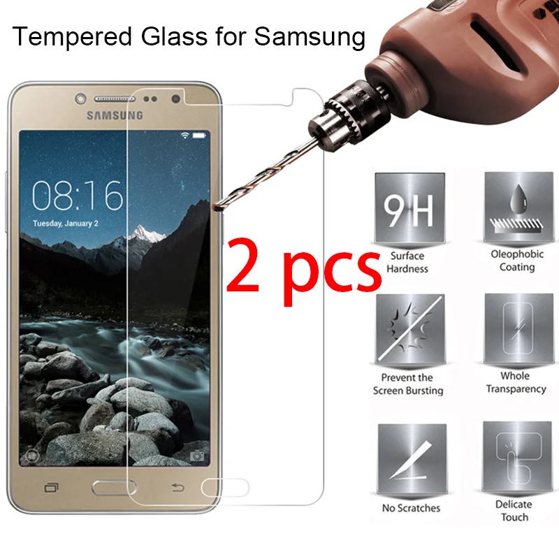 Закаленное стекло 9H для Samsung 2 шт. Защита экрана J7 J5 J3 Pro 2017 HD жесткое Защитное Galaxy J2