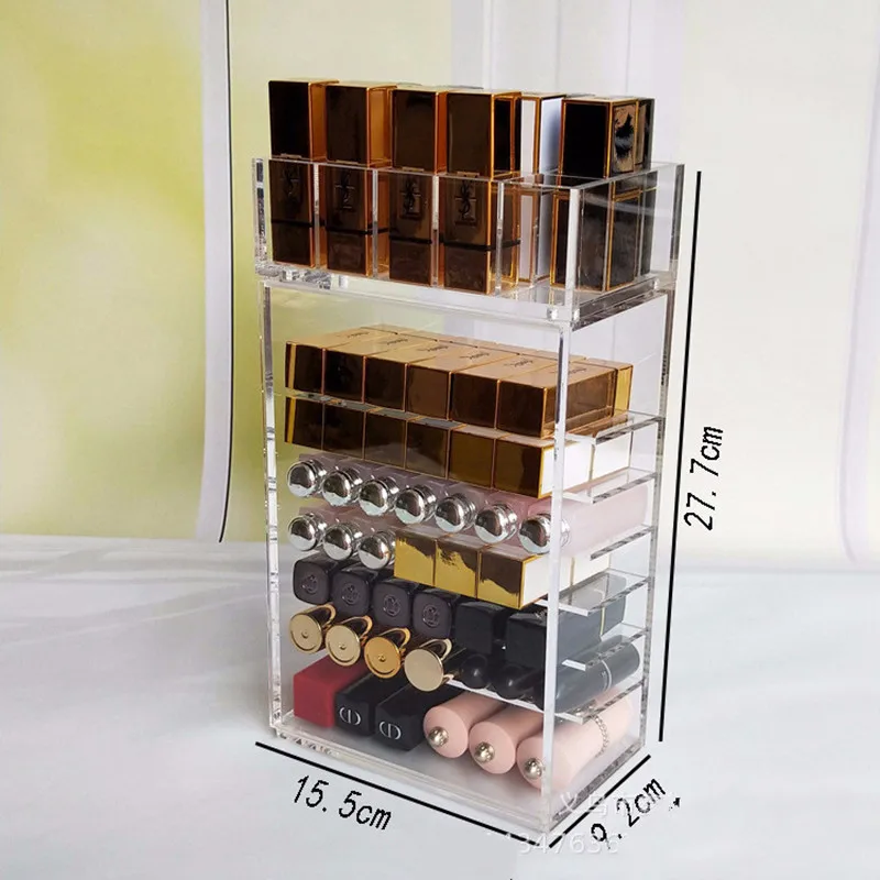 Акриловый Органайзер для косметики с пыленепроницаемой дверью макияжа губная