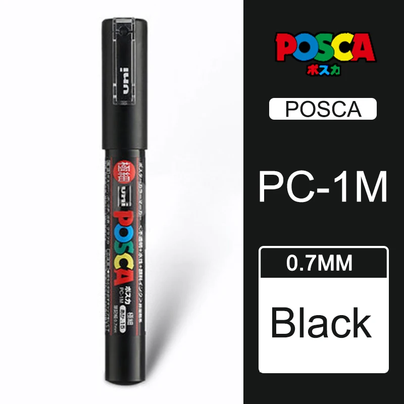 Black 1 шт. Uni Posca Краска Маркер Mitsubishi постер цвет маркировки ручка Экстра тонкой точки PC-1M - Цвет: Black