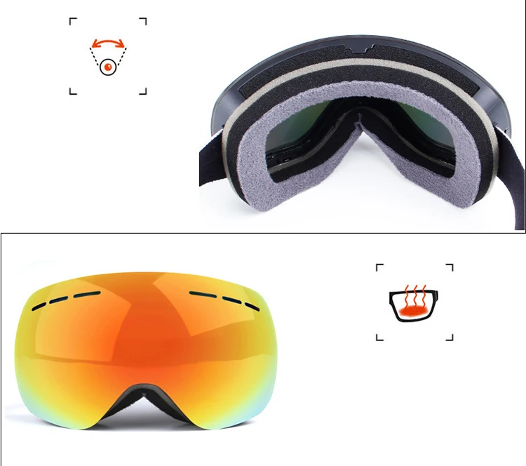 Для взрослых Лыжный Спорт очки большие сферические Gafas сноуборд мужские и женские лыжные очки двухслойные противотуманные