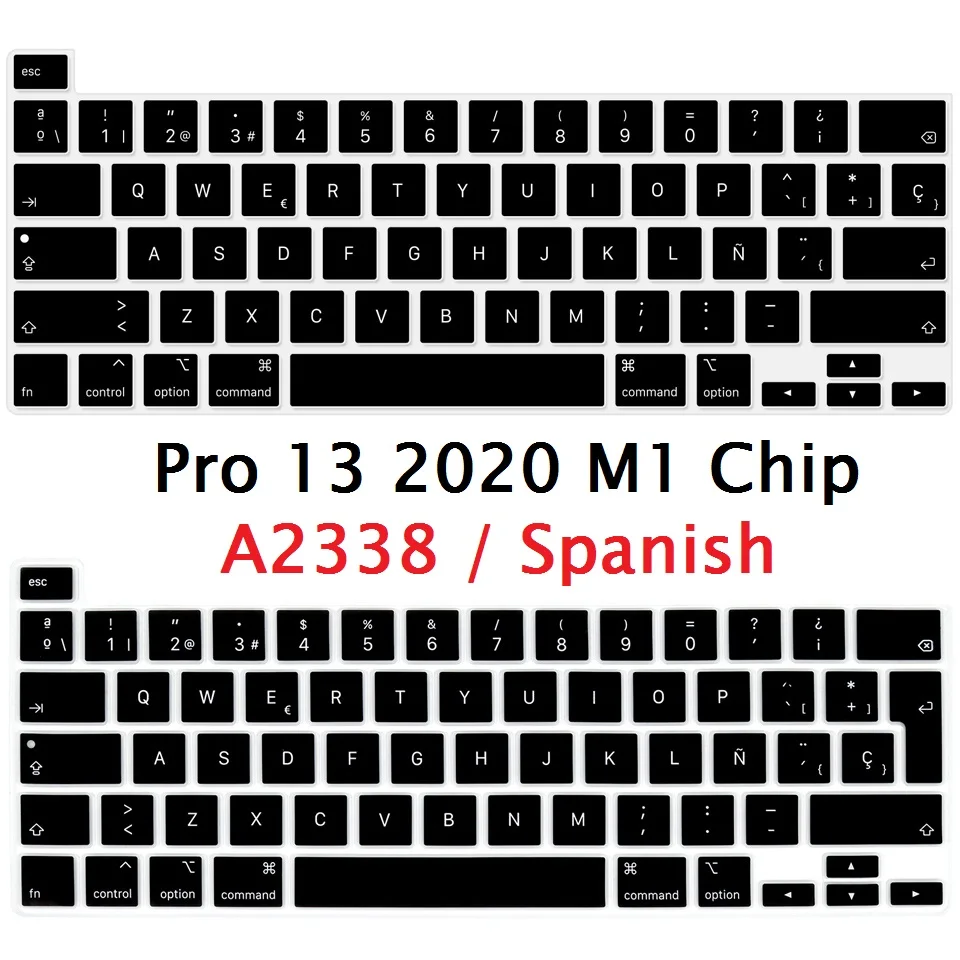 Мягкий силиконовый чехол для клавиатуры Macbook Pro 13 2020 M1 Chip A2338 защита с испанской и