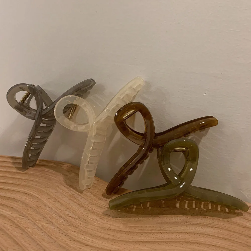 

Заколка для волос, акриловая заколка для волос желеобразного цвета, большой прозрачный женский аксессуар для волос однотонного цвета, геом...