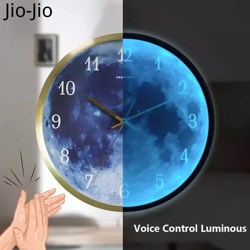 

Luminous Wall Clock Modern Design LED Digital Clocks Galaxy Moon Voice Control Clocks Nightlight Wall Hanging Clock Home Decor