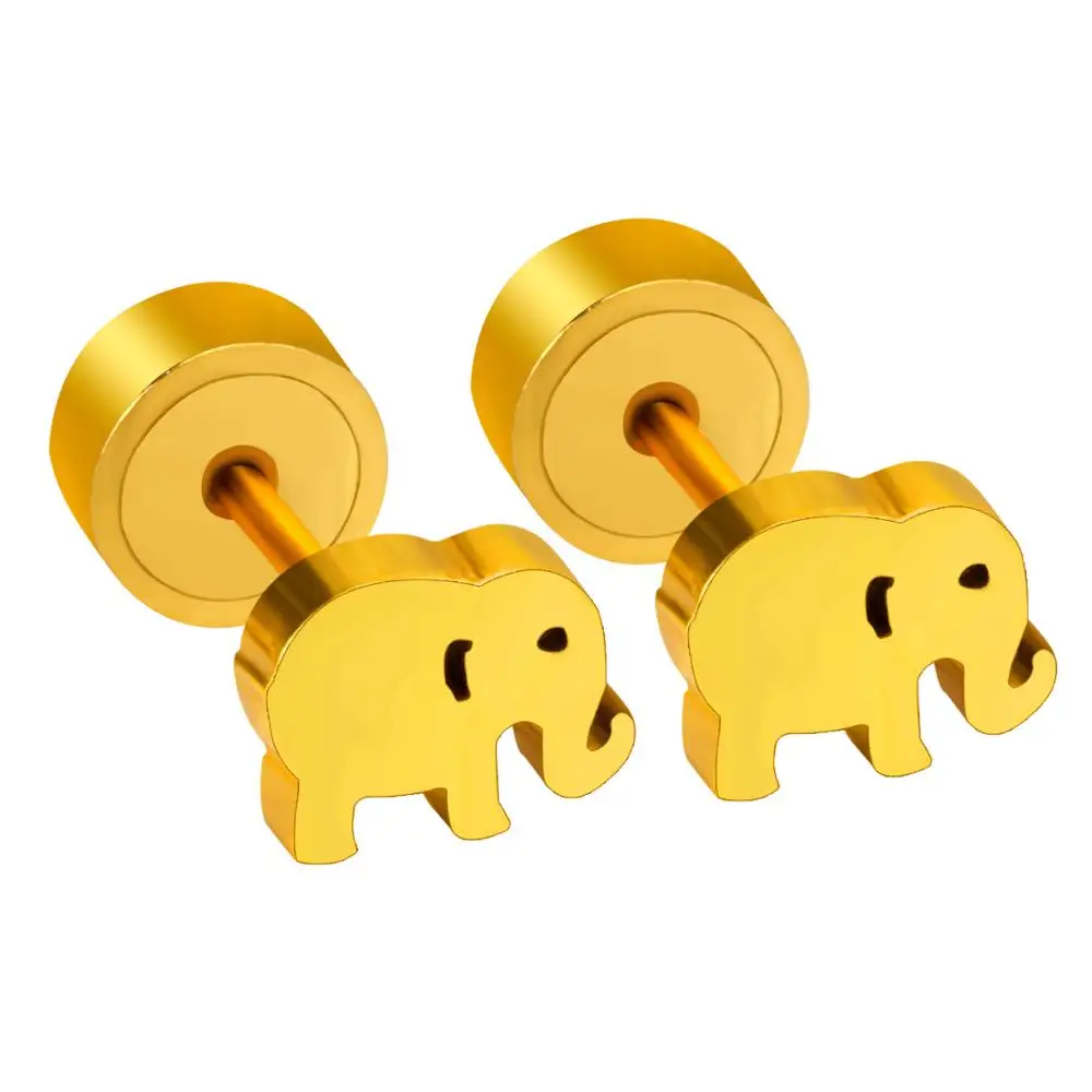 LUXUKISSKIDS модная серьга слон серьги гвоздики из нержавеющей стали пирсинг для