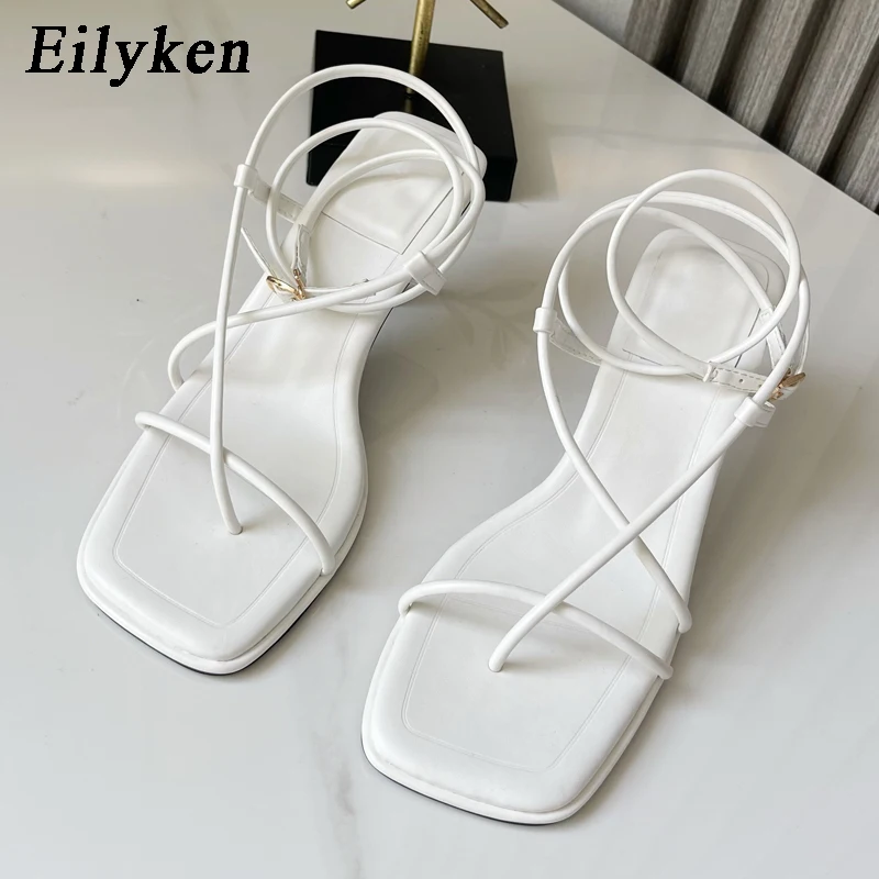 Eilyken новые летние модные синие Женские босоножки тонкий высокий каблук