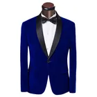Бархатные мужские смокинги для жениха ПИКшаль с черным лацканом Королевский синий мужские костюмы для свадьбы Лучший человек (пиджак + брюки)
