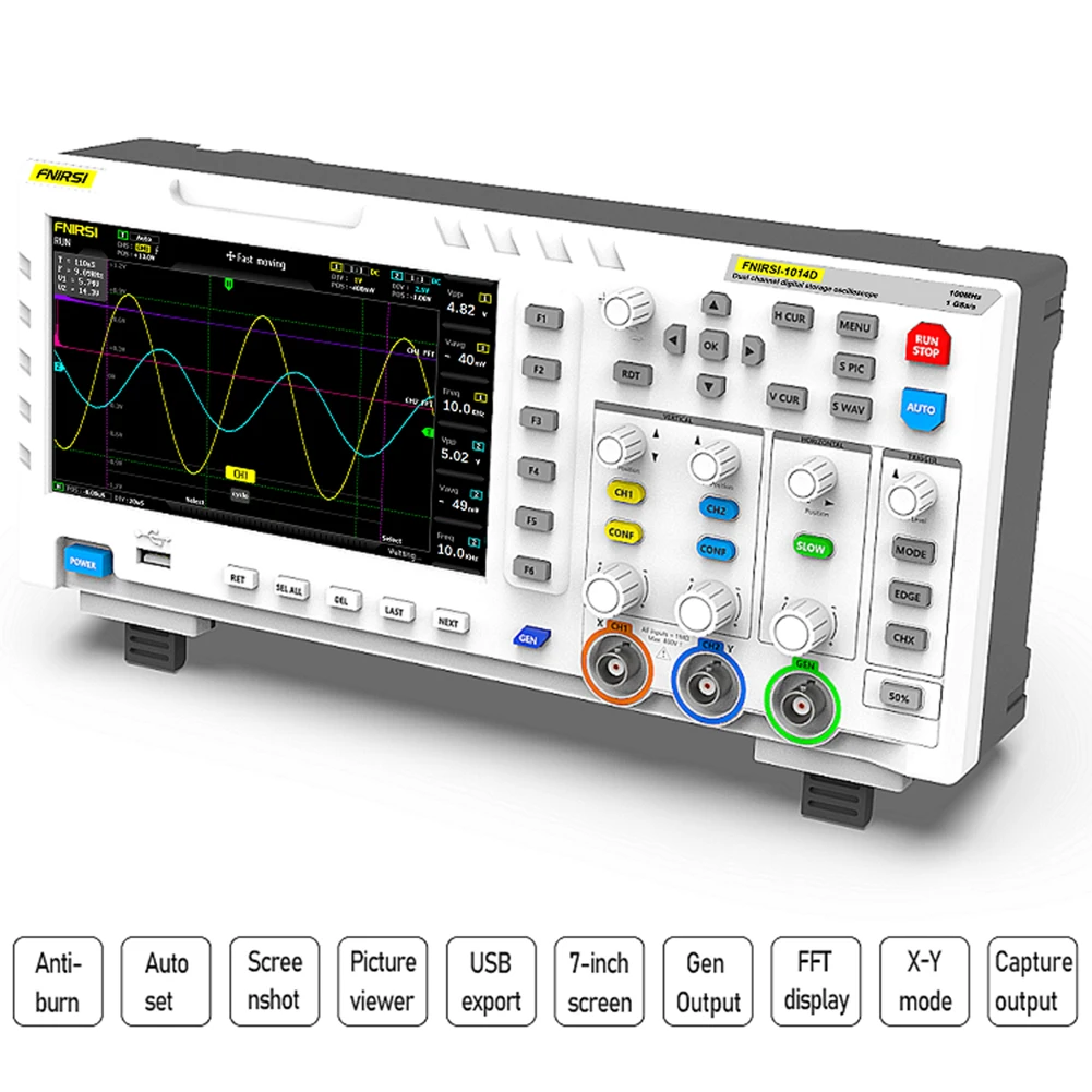 FNIRSI-1014D Многофункциональный осциллограф 7 дюймов TFT ЖК-дисплей экран 2 в 1