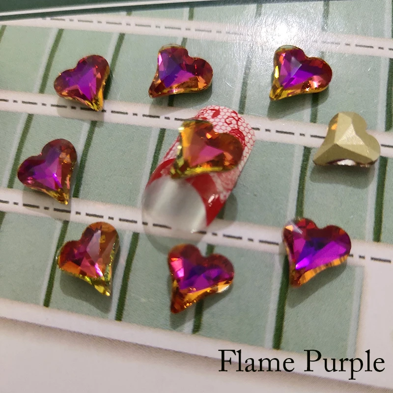 Flame Purple 20 шт, 8 мм, алмазные Стразы для маникюра, блестящее стекло, клей на спине, стразы для рукоделия, 3D ногтей - Цвет: Flame Purple