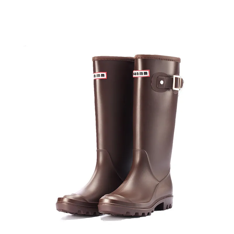 Women Rain Boots Shoes 2021 Waterproof PVC Work Knee High Flat Anti-slip Rubber Rainy Day Shoes Woman Rubber Rainboots