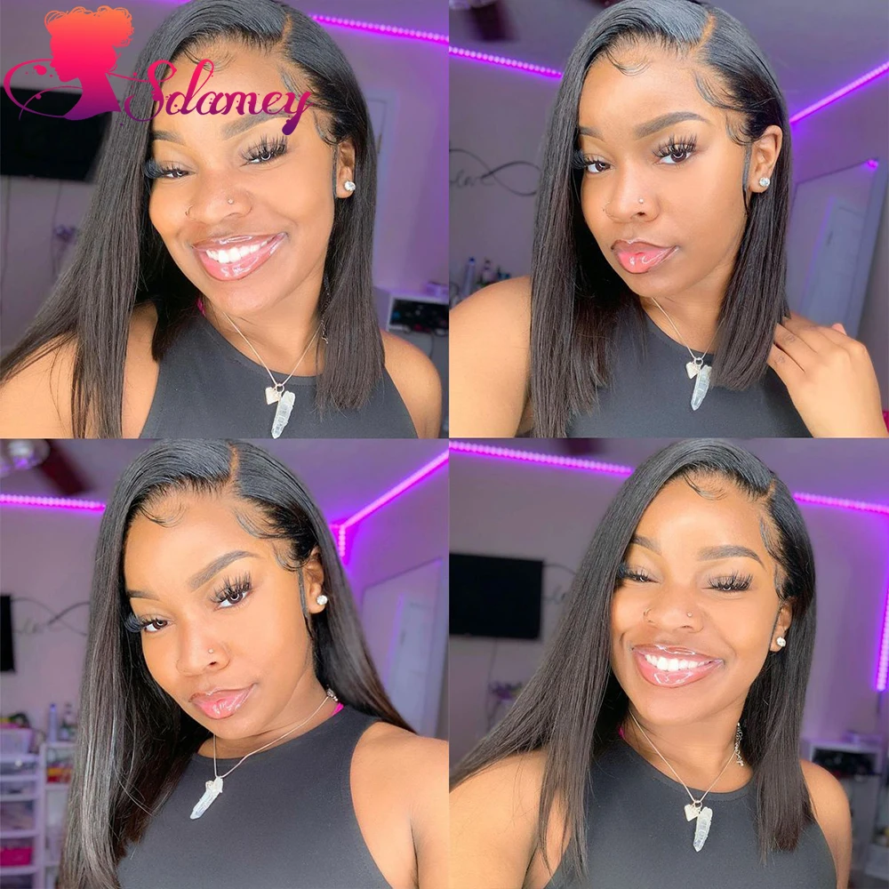 Парик Короткий Боб прямой парик на сетке спереди из человеческих волос 13x 4 парики