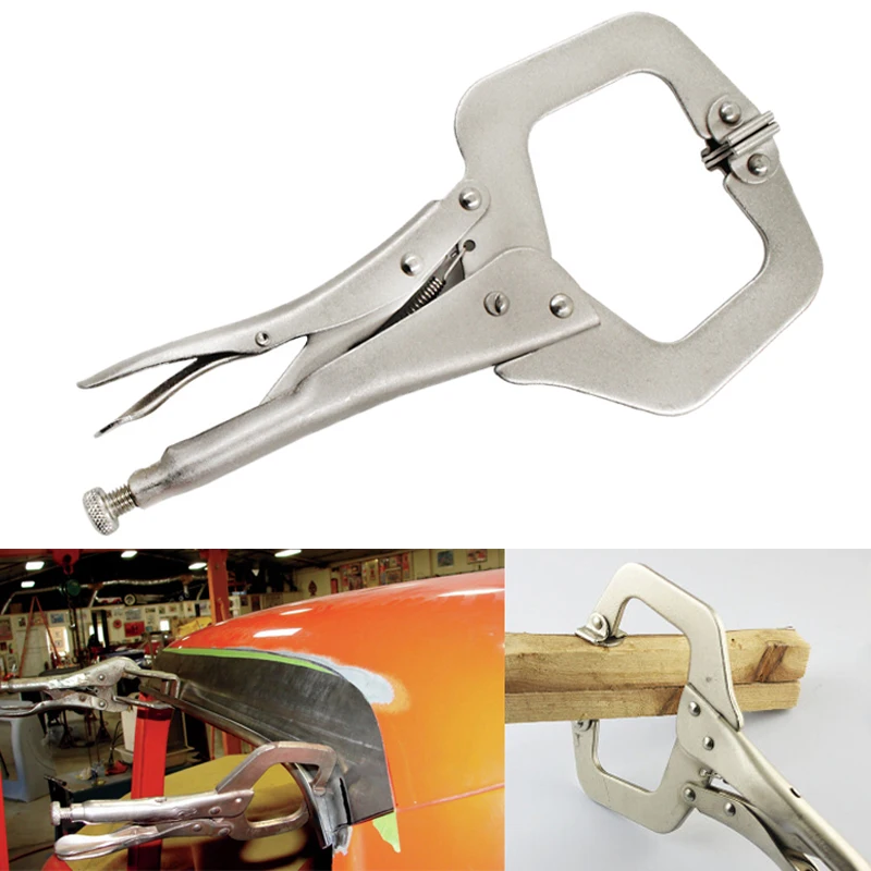 

11 Inch Fix Plier Pincer Tong Tenon Locator C Clamp Vise Lock Jaw Hand tool weld Clip Woodwork Grip Swivel Pad Wood Work