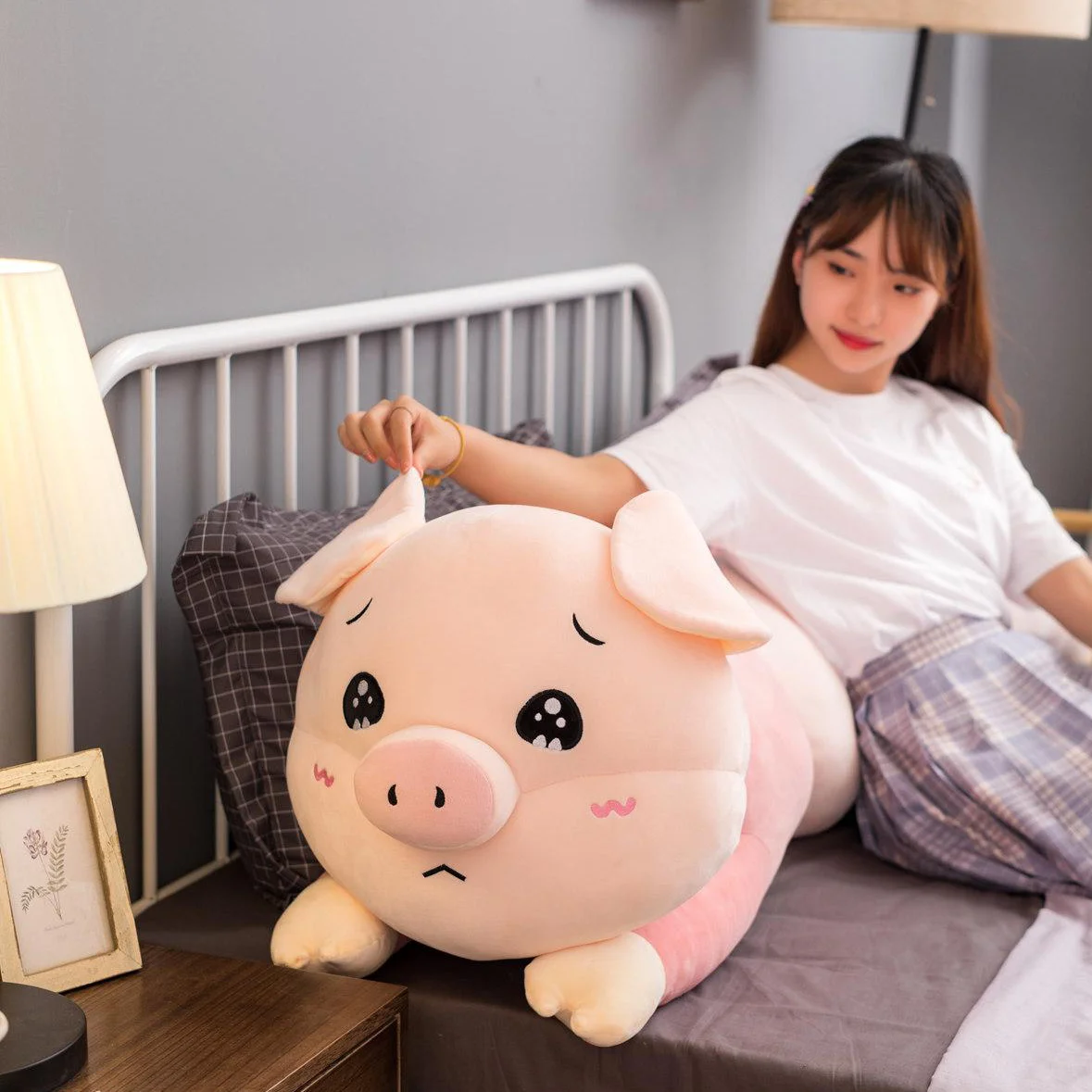 Huggable большая длинная Милая мультяшная животная свинка мягкая Единорог собака