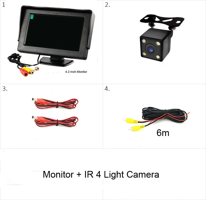 12V 24V автомобиля Парковка Системы комплект заднего вида Камера реверса Камера Водонепроницаемый 4," TFT ЖК-зеркало заднего вида Дисплей монитор