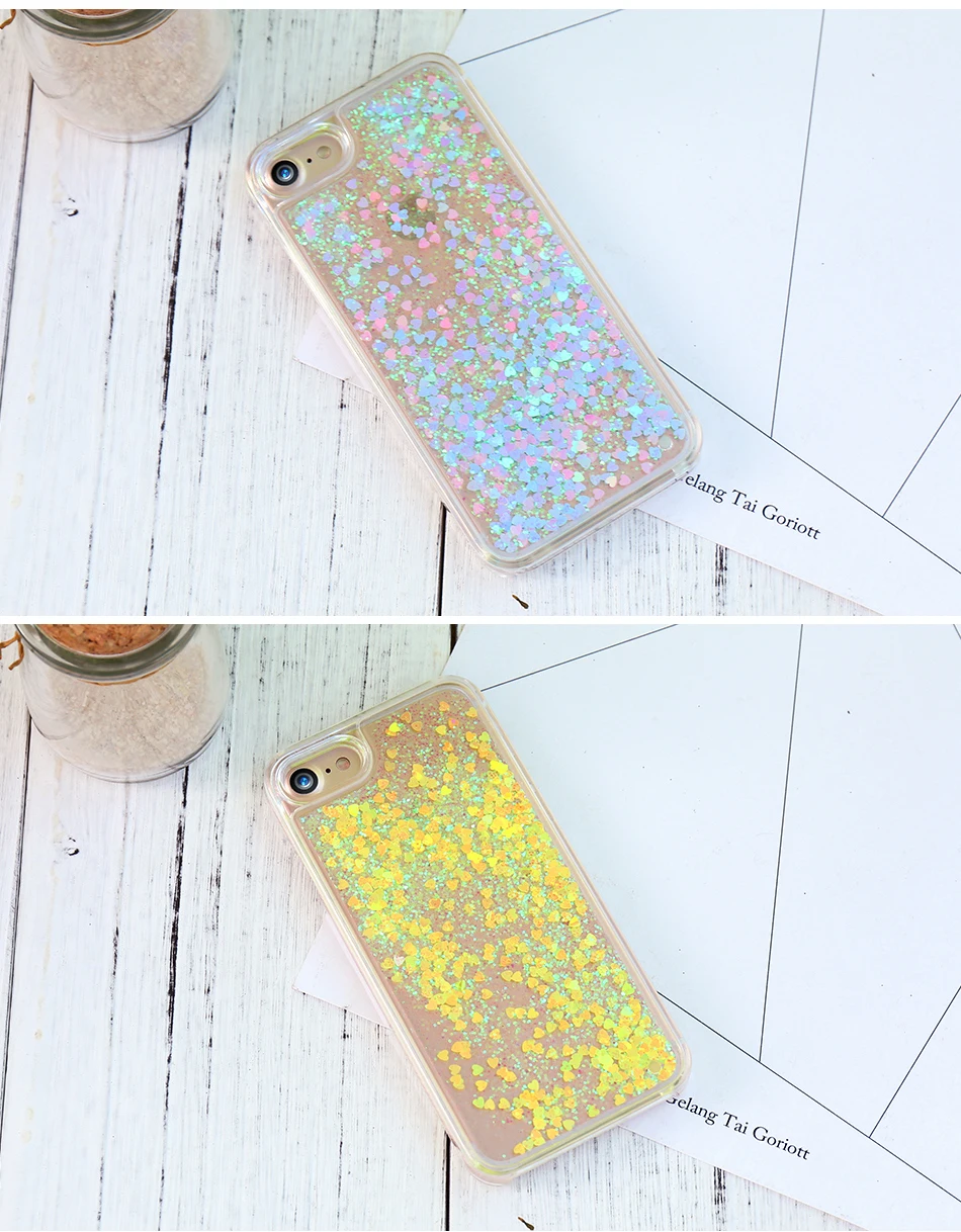 Чехол Quicksand для iphone 7 6 s Plus, чехол с милыми блестками, блестящая пластиковая задняя крышка для iphone 7 6s 5, 4S чехол s