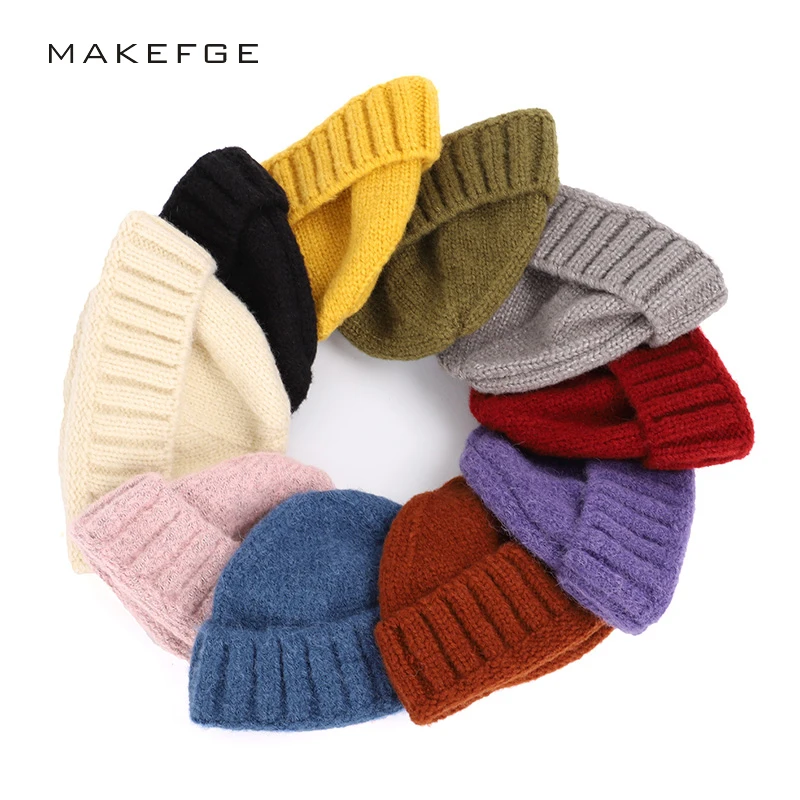 2019 модная одноцветная зимняя шапка для мужчин и женщин толстая теплая вязаная