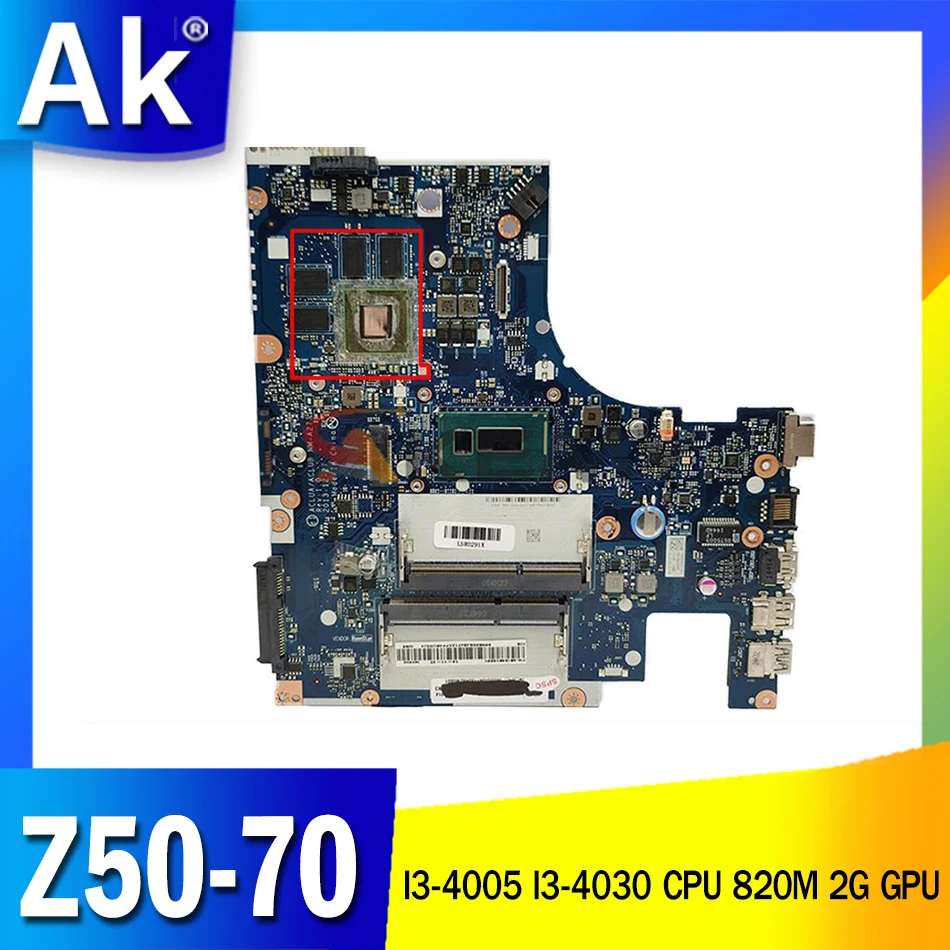 

ACLUA ACLUB NM-A273 board For Lenovo Z50-70 Laptop motherboard I3-4005 I3-4030 CPU 820M 2G GPU