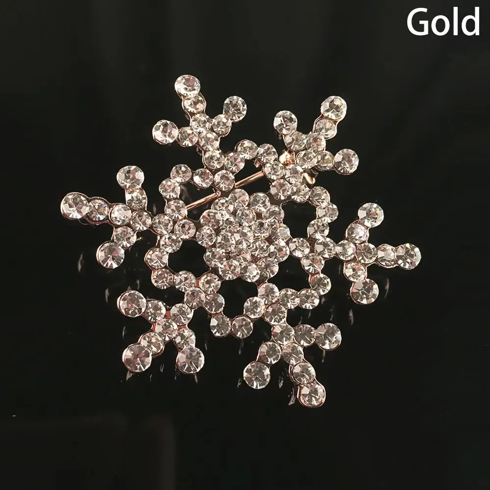 Женские рождественские большие броши серебряный цвет снежинка Стразы свадебная