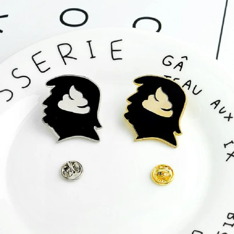 Брошь в виде головы Трампа с золотой эмалью булавка на пуговицах джинсовая сумка