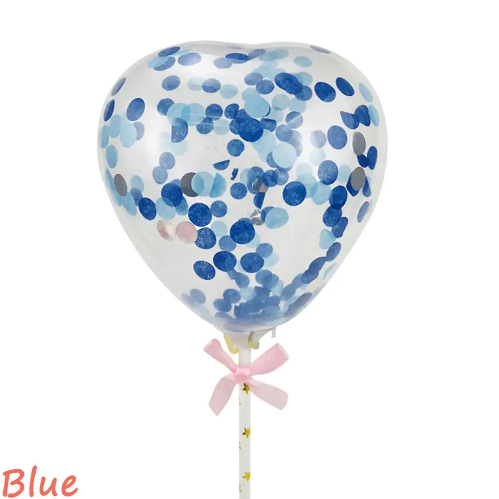 5 дюймов шар торт Топпер Сердце Конфетти декорация с бумажной соломенной лентой