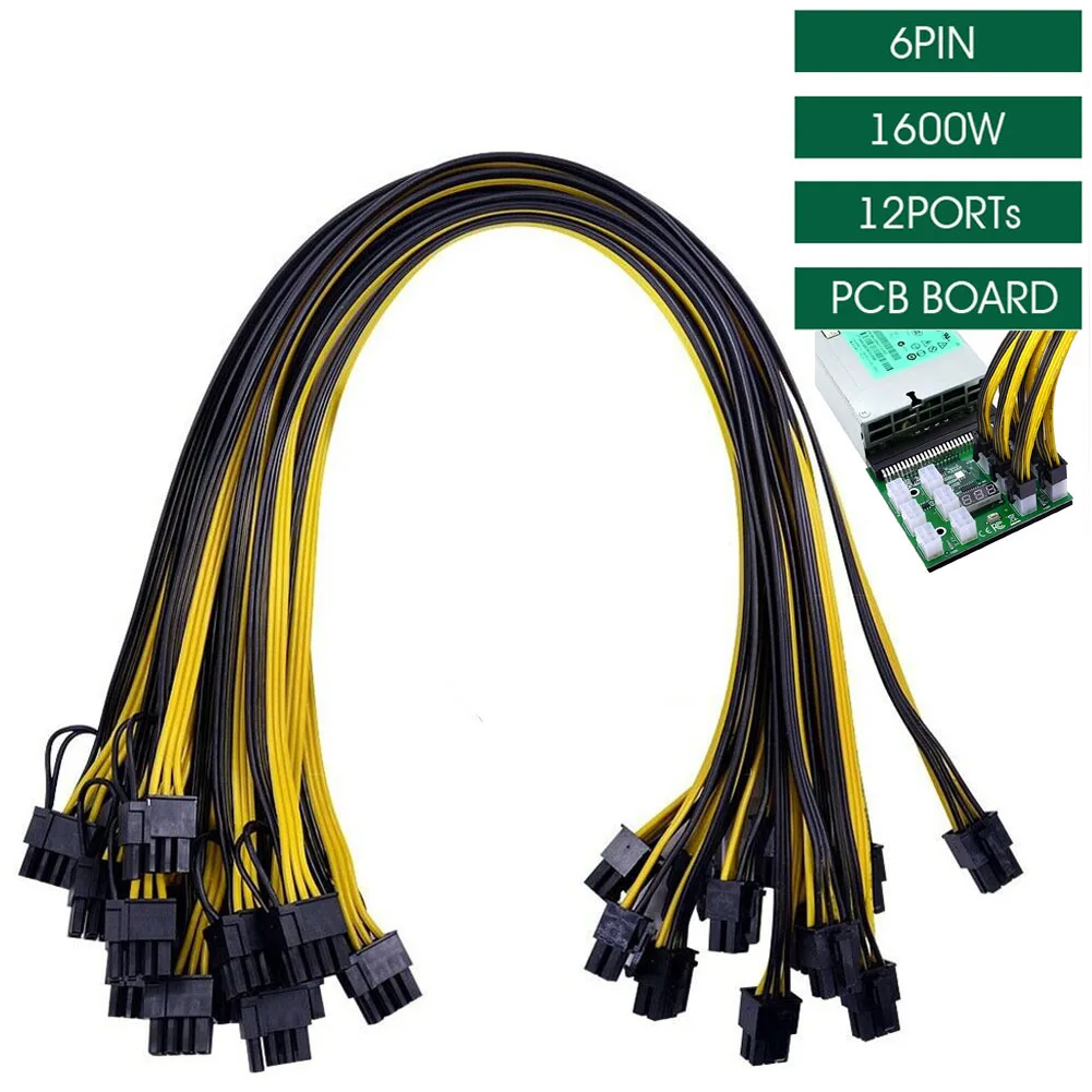 

12 шт. GPU PCIe 6 Pin до 6 + 2 Pin разъем PCI Express Мощность сплиттер адаптер кабель-удлинитель для Графика видео Card-50cm